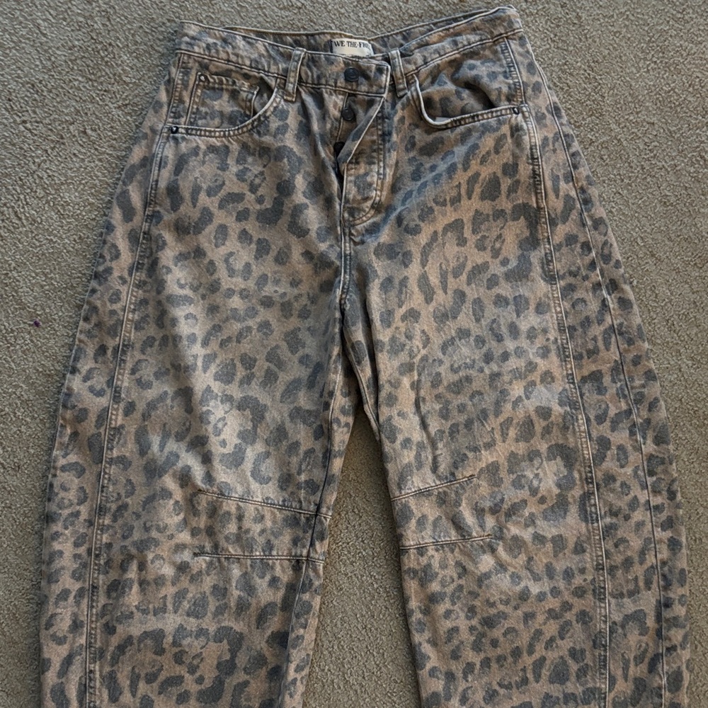 Free people leopard barrel jeans